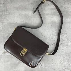 Vintage Celine Shoulder Bag Horse Carriage Leather Brown W8.5 x H6.5 x D3