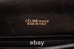 Vintage Celine Shoulder bag C Macadam Horse Carriage Canvas Leather Dark Brown