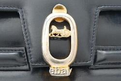 Vintage Celine Shoulder bag Handbag Horse Carriage Leather Navy Authentic