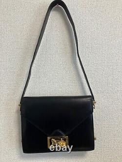 Vintage Celine Shoulder bag Horse Carriage Leather Black Auth From Japan #187