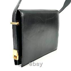 Vintage Celine Shoulder bag Horse Carriage Leather Black Authentic
