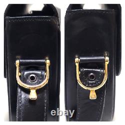 Vintage Celine Shoulder bag Horse Carriage Leather Black Authentic From Japan