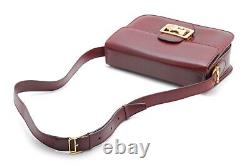 Vintage Celine Shoulder bag Horse Carriage Leather Bordeaux Authentic