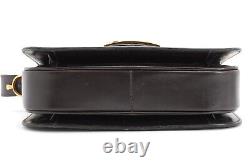 Vintage Celine Shoulder bag Horse Carriage Leather Dark Brown Authentic