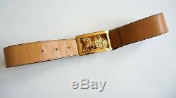 Vintage Celine belt leather carriage Paris vintage brown belt gold buckle horse