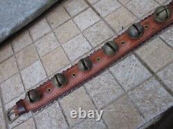 Vintage Ceremonies Horse Leather Collar With 11 Brass Bell Bells Great Sound