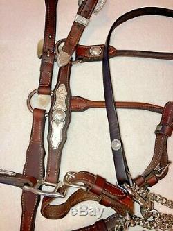 Vintage Champion Turf Sterling Silver Leather Horse Show Halter withLead