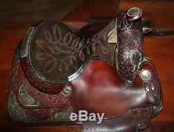Vintage Circle Y Professional Show Horse Saddle Brown Leather with Fine Silver