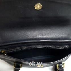 Vintage Coach 9807 Equestrian Flap Shoulder Bag Black Leather