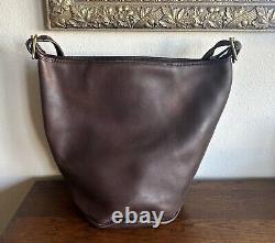 Vintage Coach Duffle Feed Bag Brass Mahogany Leather Brass Preppy Equestrian