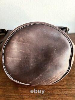 Vintage Coach Duffle Feed Bag Brass Mahogany Leather Brass Preppy Equestrian