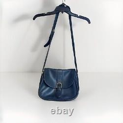 Vintage Coach Equestrian Cross Body in Navy Leather, Made in USA, Serial #093-4147