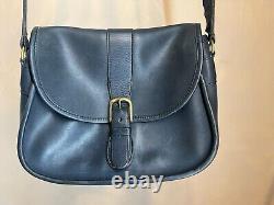 Vintage Coach Equestrian Cross Body in Navy Leather, Made in USA, Serial #093-4147