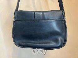 Vintage Coach Equestrian Cross Body in Navy Leather, Made in USA, Serial #093-4147