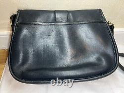 Vintage Coach Equestrian Cross Body in Navy Leather, Made in USA, Serial #093-4147