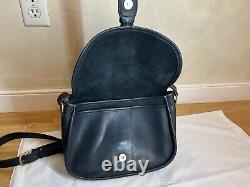 Vintage Coach Equestrian Cross Body in Navy Leather, Made in USA, Serial #093-4147