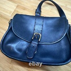 Vintage Coach Equestrian Cross Body in Navy Leather, Made in USA, Serial #093-4147