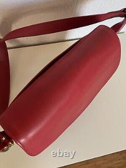 Vintage Coach Equestrian Flap Crossbody Shoulder Bag Red Leather 9807