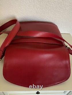 Vintage Coach Equestrian Flap Crossbody Shoulder Bag Red Leather 9807