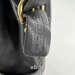 Vintage Coach Thompson Black Leather Drawstring Bucket Bag Purse Equestrian 9804