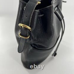 Vintage Coach Thompson Black Leather Drawstring Bucket Bag Purse Equestrian 9804