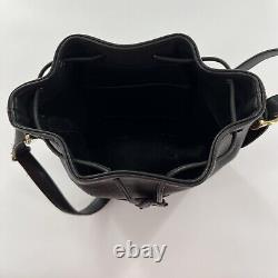 Vintage Coach Thompson Black Leather Drawstring Bucket Bag Purse Equestrian 9804