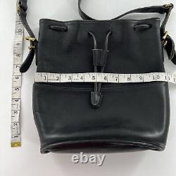 Vintage Coach Thompson Black Leather Drawstring Bucket Bag Purse Equestrian 9804