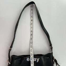 Vintage Coach Thompson Black Leather Drawstring Bucket Bag Purse Equestrian 9804