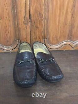 Vintage Cole Haan Horse Bit Brown Alligator Leather Loafers Size 13 M Excellent
