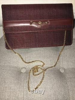 Vintage Comtesse Clutch Hand Gold Crossbody Chain Bordeaux Horse Hair Germany