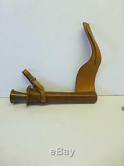Vintage Copper Fox Hunting Trumpet HORN Leather Saddle Horse Riding Case England