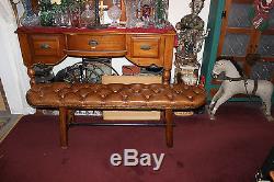 Vintage Country Western Decor Horse Bench Seat-V/Long-Leather Cushion-Wood Legs