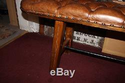 Vintage Country Western Decor Horse Bench Seat-V/Long-Leather Cushion-Wood Legs