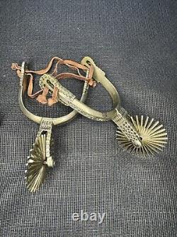 Vintage Cowboy Horse Show Spurs From Chile- Beautiful Details WithLeather Strings