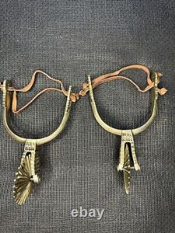 Vintage Cowboy Horse Show Spurs From Chile- Beautiful Details WithLeather Strings