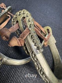 Vintage Cowboy Horse Show Spurs From Chile- Beautiful Details WithLeather Strings