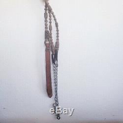 Vintage Cowboy Rawhide Braided Horse Reins With Chains Leather Tack Beautiful