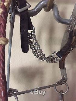 Vintage Cowboy Western Leather Braided Bridle, Reins & Horse BIt