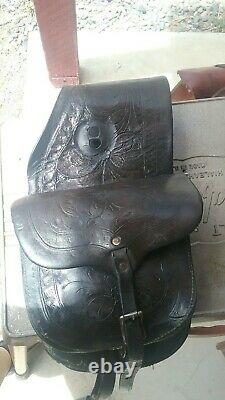 Vintage Cowboy Western Leather Saddle Bags, Cowboy Collectable Horse Tack