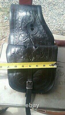 Vintage Cowboy Western Leather Saddle Bags, Cowboy Collectable Horse Tack