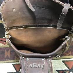 Vintage Cowboy Western Leather Saddle Bags Horse Tack Equestrian Tassels Conches
