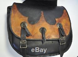Vintage Cowboy Western heavy Leather throw over Handmade Horse Saddle Bags