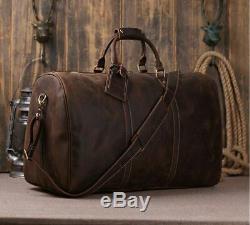 Vintage Crazy Horse Genuine Leather Men Travel Bags Luggage Travel Bag Leather