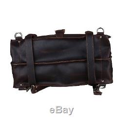 Vintage Crazy Horse Leather Briefcase, Mens Huge Backpack Shoulder Handbag Bag