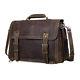Vintage Crazy Horse Leather Men 15 Laptop Bag Shoulder Handbag Briefcase