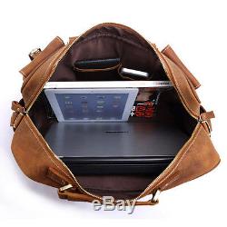 Vintage Crazy Horse Leather Men Briefcase Laptop Case Sling Shoulder Bag Satchel