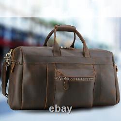 Vintage Crazy Horse Leather Men's Travel Large Capacity Tote