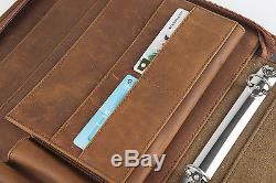 Vintage Crazy Horse Leather Portfolio Laptop Tablet PC Case Organizer Padfolio