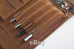 Vintage Crazy Horse Leather Portfolio Laptop Tablet PC Case Organizer Padfolio