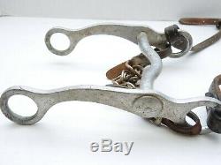 Vintage Crockett Stamped Horse Bit with Silver-Applied Leather Bridle/Reins